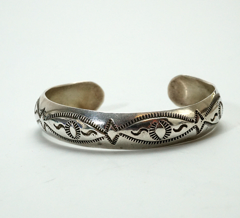 Vintage Native American Jewelry Stamped Sterling Silver Navajo Braelet
