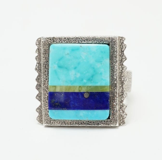 Decontie-Brown Square Top Inlaid Ring