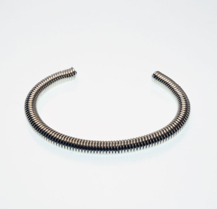 Native American Argentium Silver Decontie & Brown Coiled Bracelet