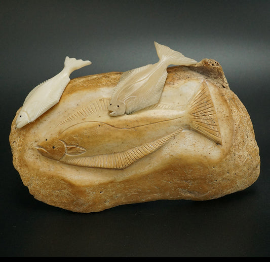 Dennis Pungowiyi Eskimo Carved Halibut