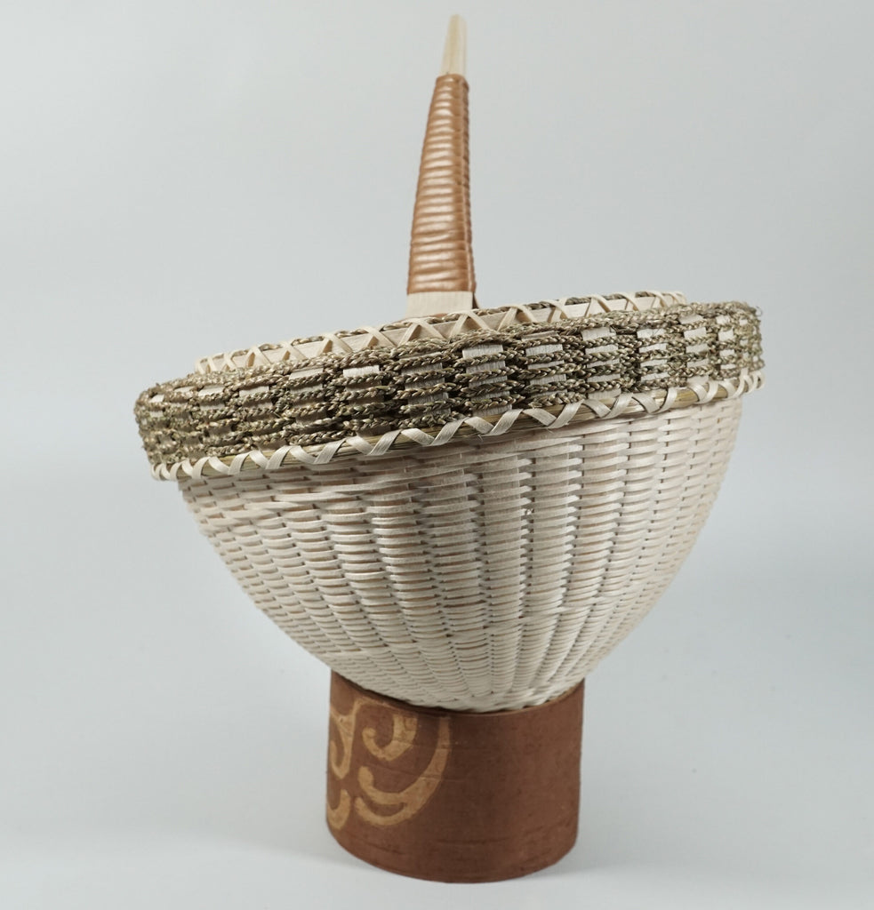 Eric Otter Bacon Passamaquoddy Ash Sweetgrass and Birch Bark Acorn Basket