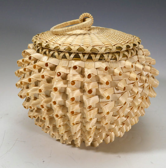 Eric Otter Bacon Passamaquoddy Ash Sweetgrass and Birch Bark Curl Basket