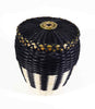 Eric Otter Bacon Passamaquoddy Ash Sweetgrass Black and White Basket Wabanaki