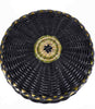 Eric Otter Bacon Passamaquoddy Ash Sweetgrass Black and White Basket Wabanaki
