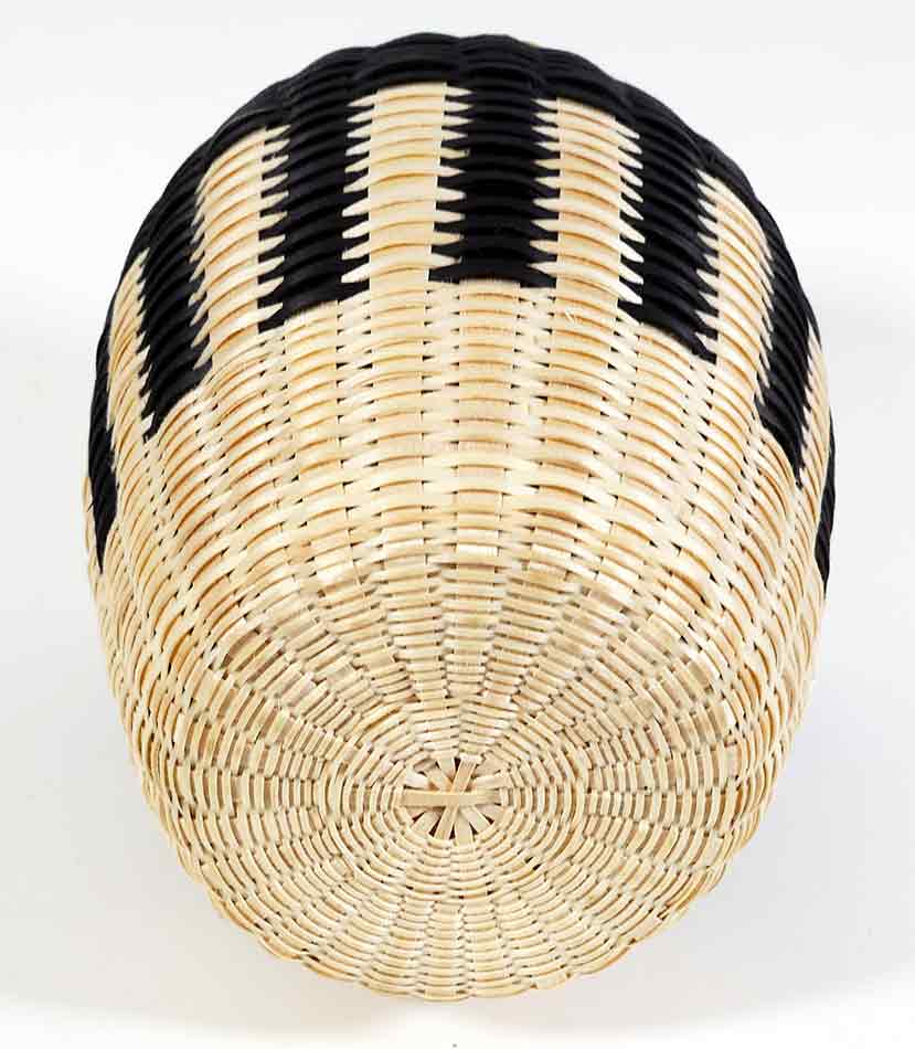 Eric Otter Bacon Passamaquoddy Ash Sweetgrass Black and White Basket Wabanaki