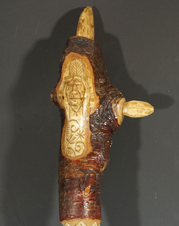 Erik Sappier chip-carved unpainted root club