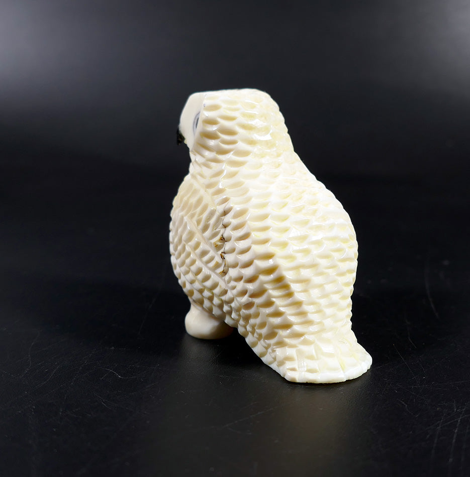 Eskimo Art Melcher Oozevaseuk Small Textured Ivory Owl