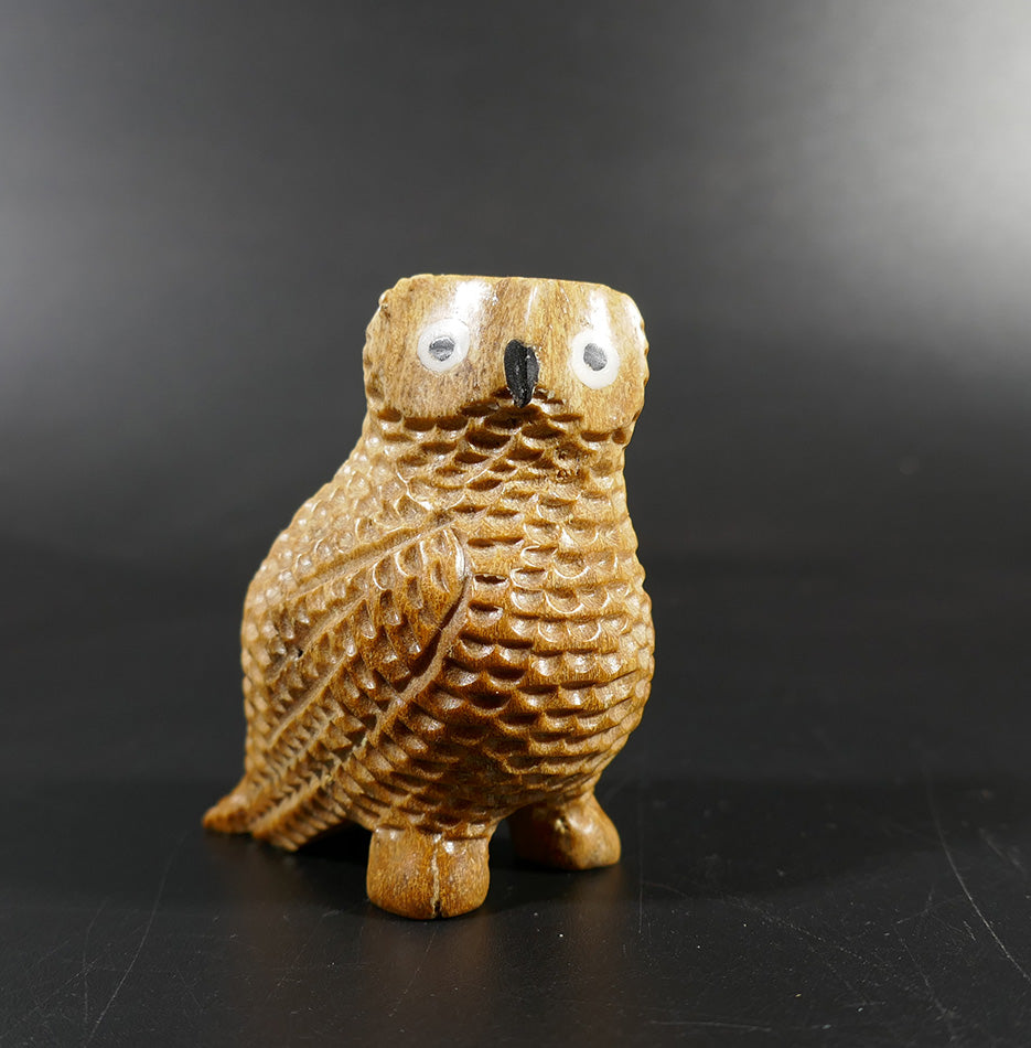 Eskimo Art Melcher Oozevaseuk Small Textured Whalebone Owl