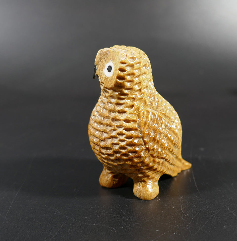 Eskimo Art Melcher Oozevaseuk Small Textured Old Ivory Owl