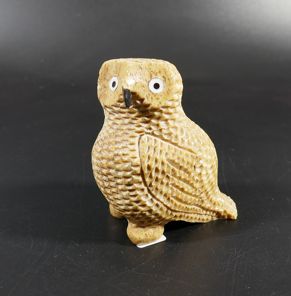Eskimo Art Melcher Oozevaseuk Large Textured Old Ivory Owl