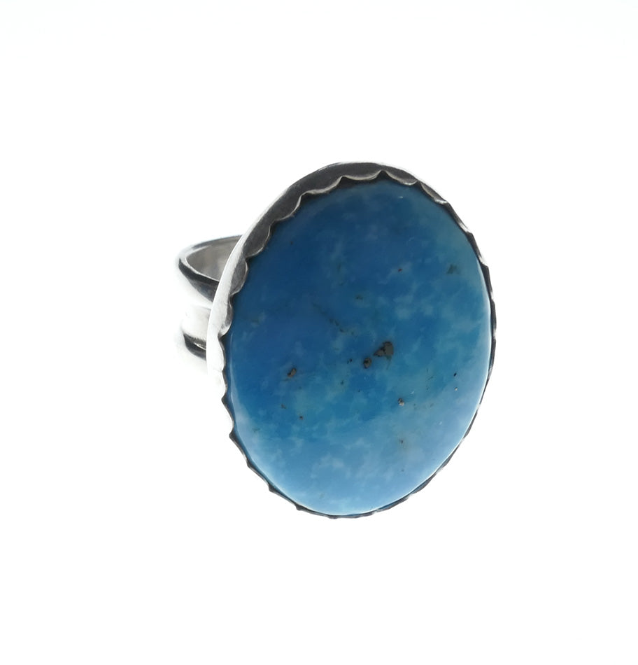 Navajo Jewelry Wide Band Sterling Silver Turquoise Ring 1 Franklin Curtis Crowther