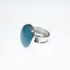 Navajo Jewelry Wide Band Sterling Silver Turquoise Ring (c) Franklin Curtis Crowther