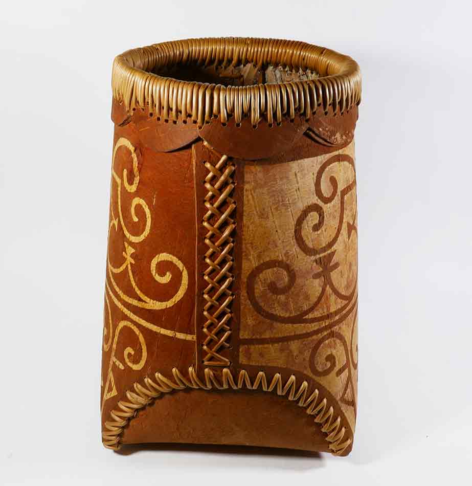 Gabriel Frey Passamaquoddy Etched Birch Bark Baskets Wabanaki Double Curve