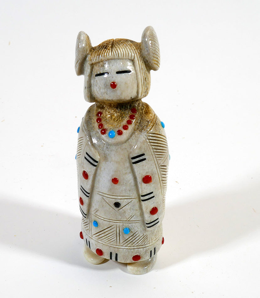 Zuni Art Gabriel Sice Hopi Maiden Antler with Inlay