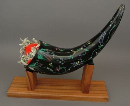 Floral buffalo horn cup