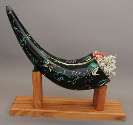 Floral buffalo horn cup