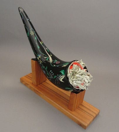 Floral buffalo horn cup