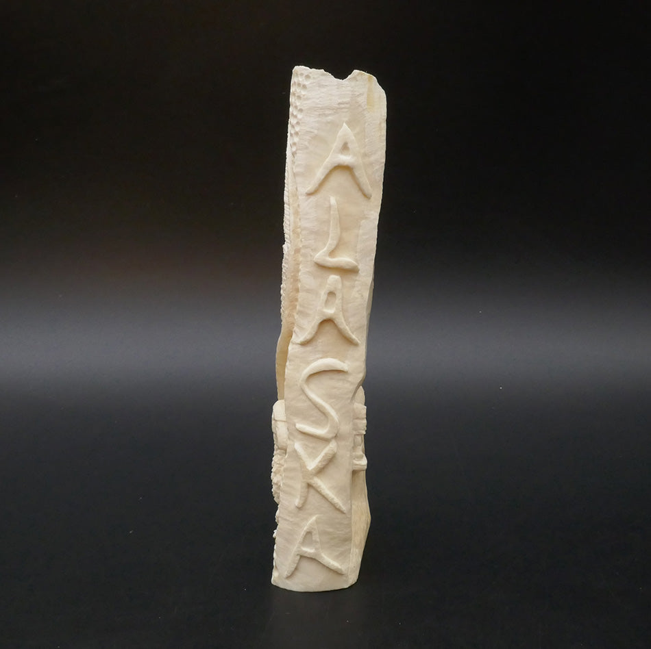Archie Slwooko Impression of Alaska Bas Relief Walrus Tusk Eskimo Art