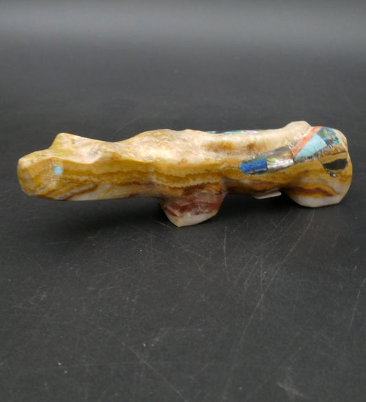 Jayne Quam Zuni Fetish Banded Mountain Lion Mosaic Inlay