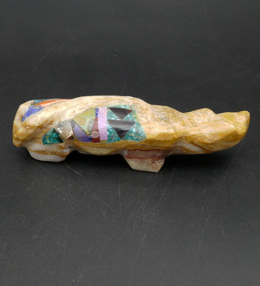 Jayne Quam Zuni Fetish Banded Mountain Lion Mosaic Inlay