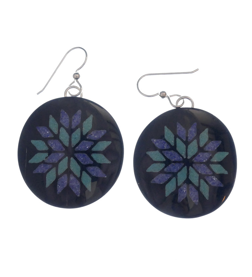 Kevin Pourier Lakota Buffalo Horn Morningstar Earrings