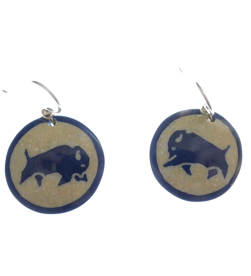 Kevin Pourier Lakota Buffalo Horn Bison Earrings