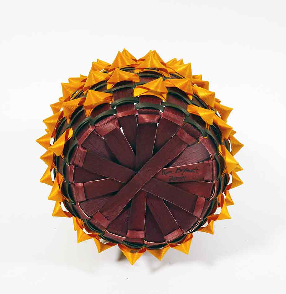 Wabanaki Penobscot Kim Bryant Black Ash and Sweetgrass Pineapple Basket
