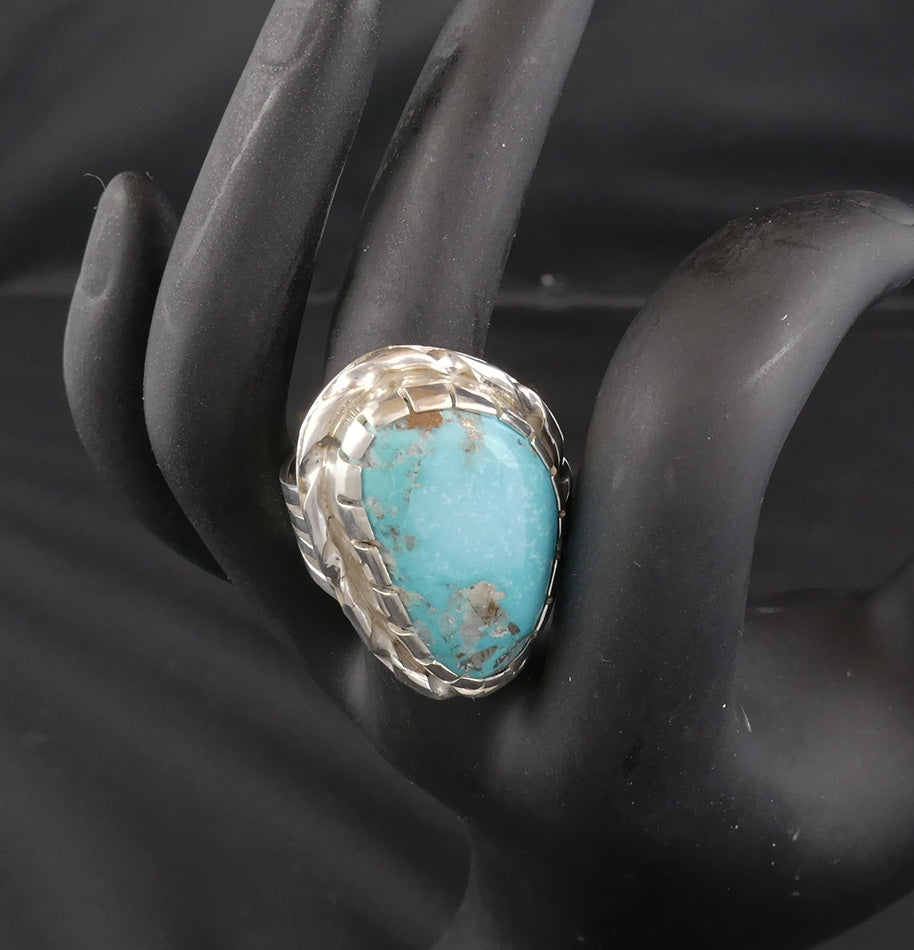 Lorenzo Tafoya Native American Jewelry Morenci Turquoise Ring