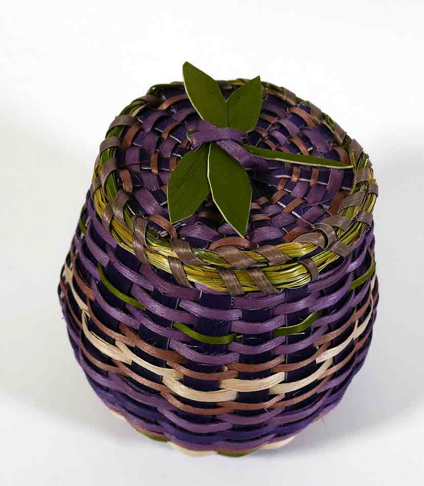 Wabanaki Pasamaquoddy Lydia Soctomah Ash and Sweetgrass Basket with Dragonfly