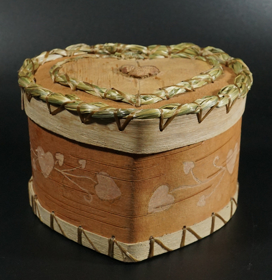 Maliseet Artist Aron Griffith Birch Bark Heart Basket