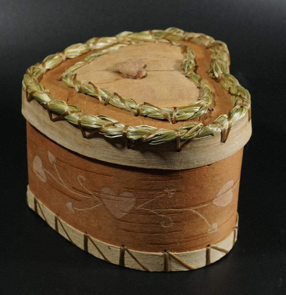 Maliseet Artist Aron Griffith Birch Bark Heart Basket
