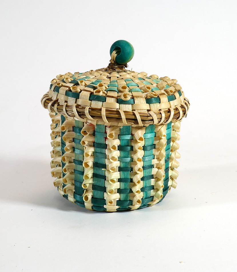 Wabanaki Art Amanda Ennis Maliseet Miniature Green/Brown Basket (Copy)