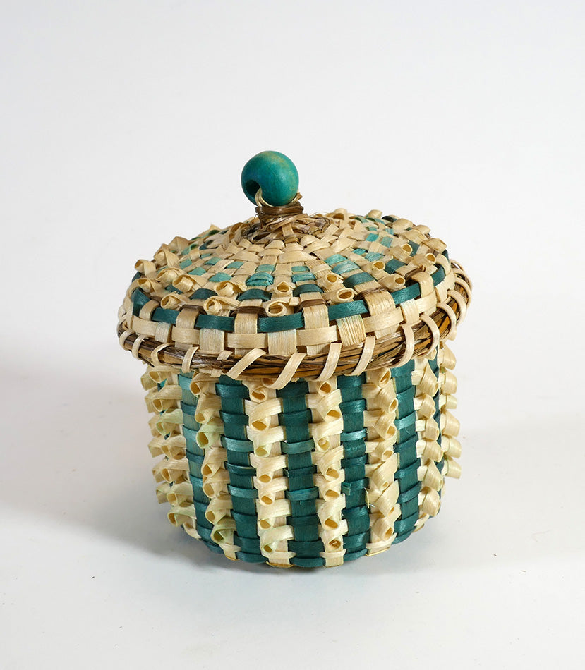 Wabanaki Art Amanda Ennis Maliseet Miniature Green/Brown Basket (Copy)