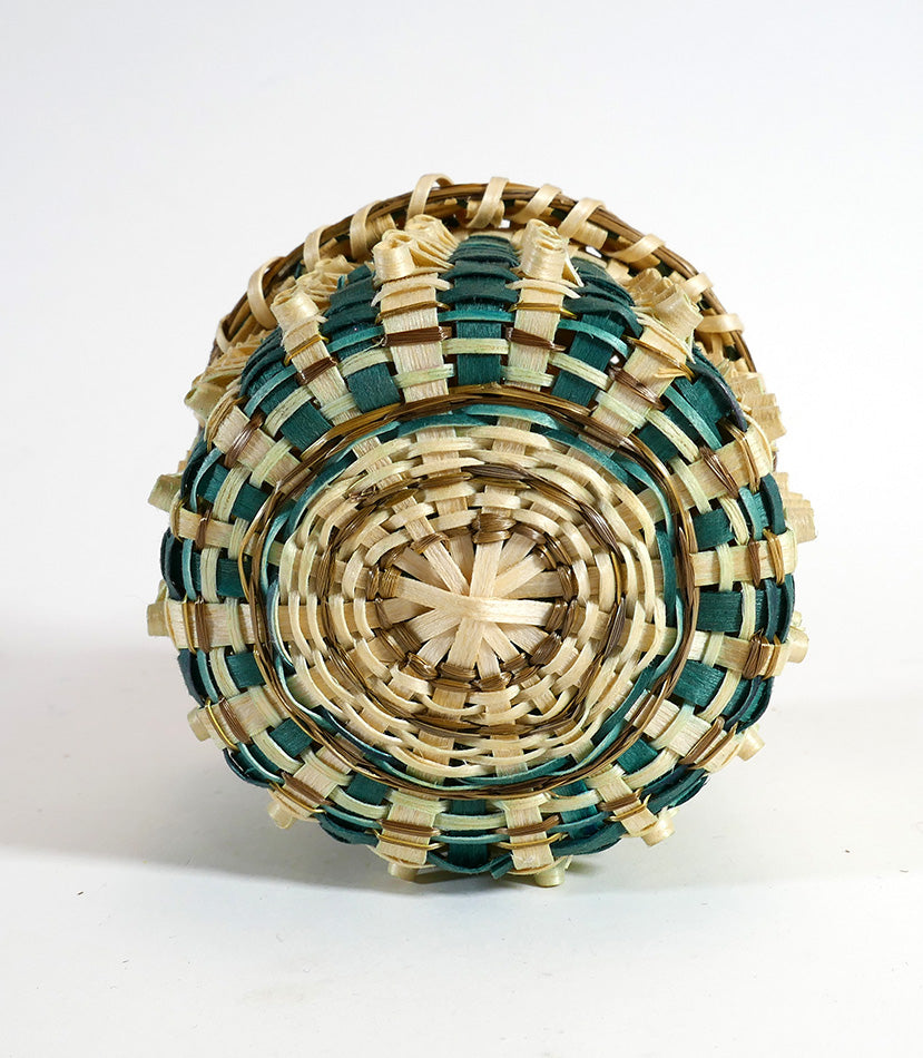 Wabanaki Art Amanda Ennis Maliseet Miniature Green/Brown Basket (Copy)