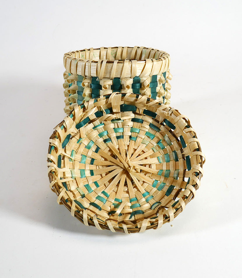 Wabanaki Art Amanda Ennis Maliseet Miniature Green/Brown Basket (Copy)