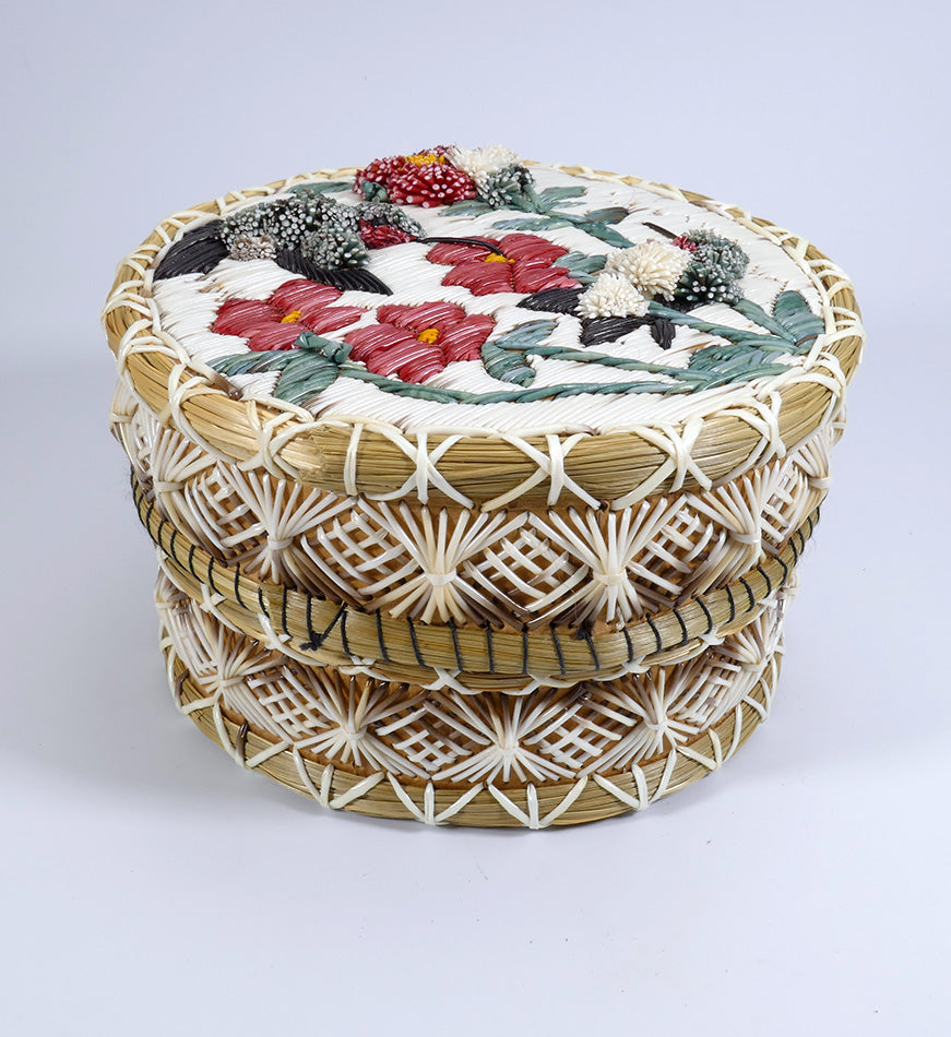 Three Dimensional Quill Work Basket Ojibwe Marjorie Spanish
