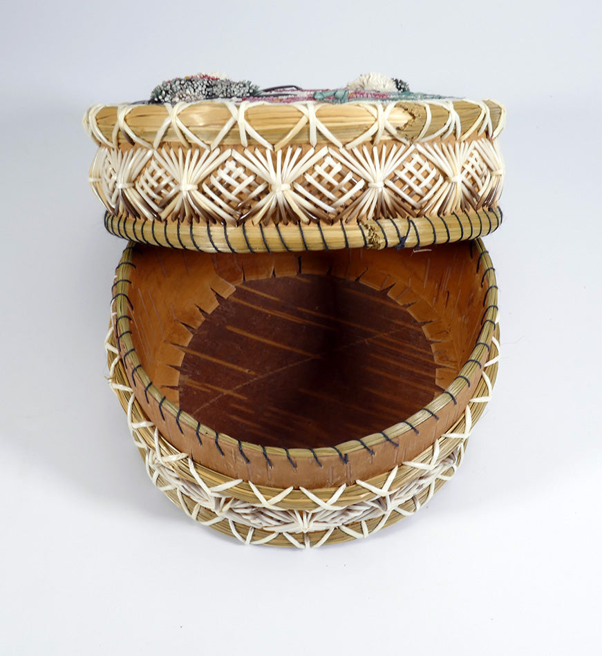 Three Dimensional Quill Work Basket Ojibwe Marjorie Spanish