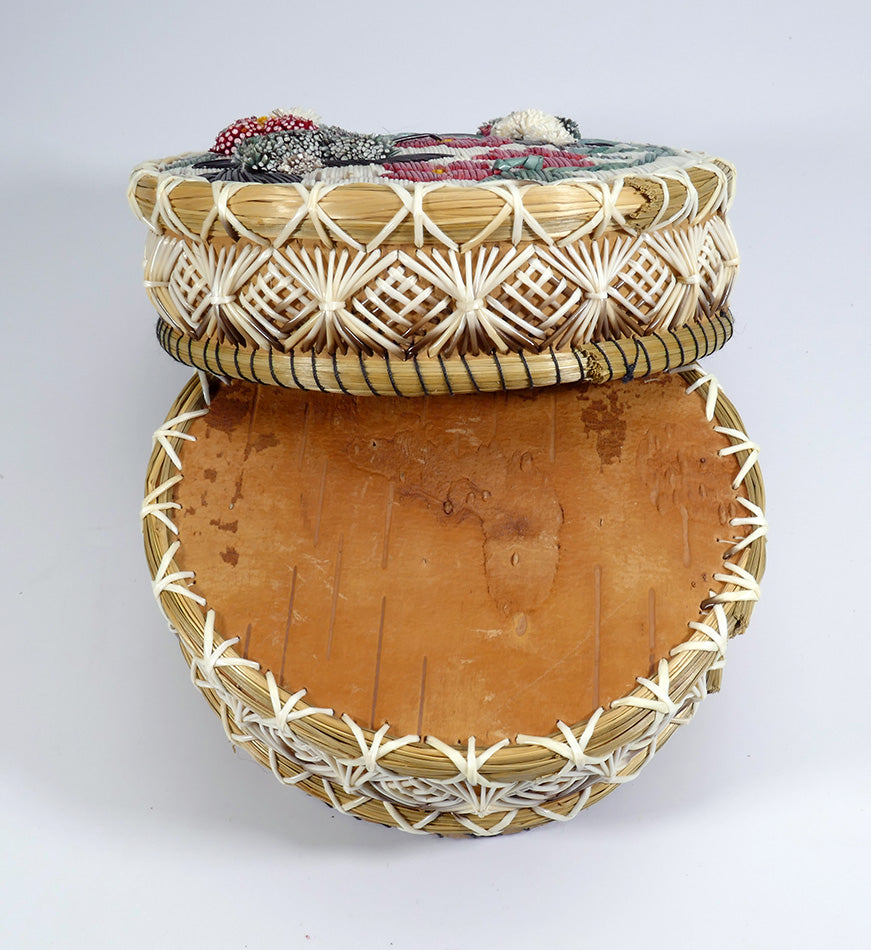 Three Dimensional Quill Work Basket Ojibwe Marjorie Spanish