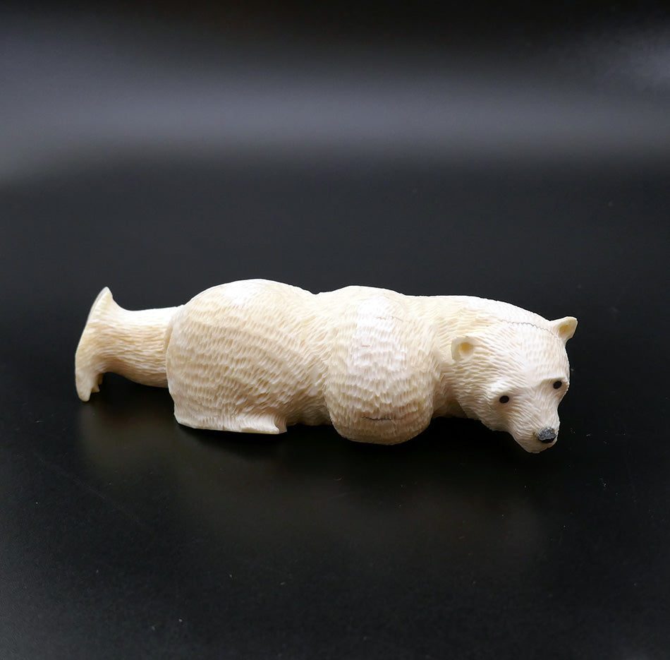 Mark Nupowlatik Textured Ivory Bear Eskimo Art