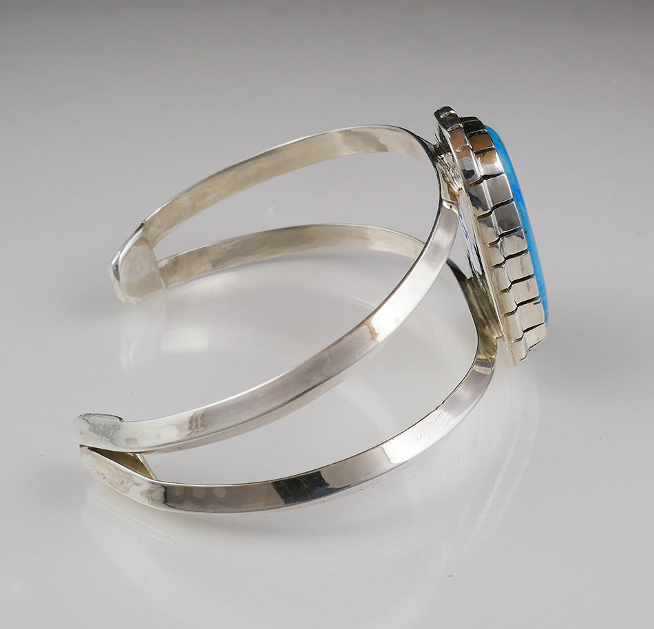 Lorenzo Tafoya Native American Jewelry Natural Turquoise Sterling Silver Bracelet