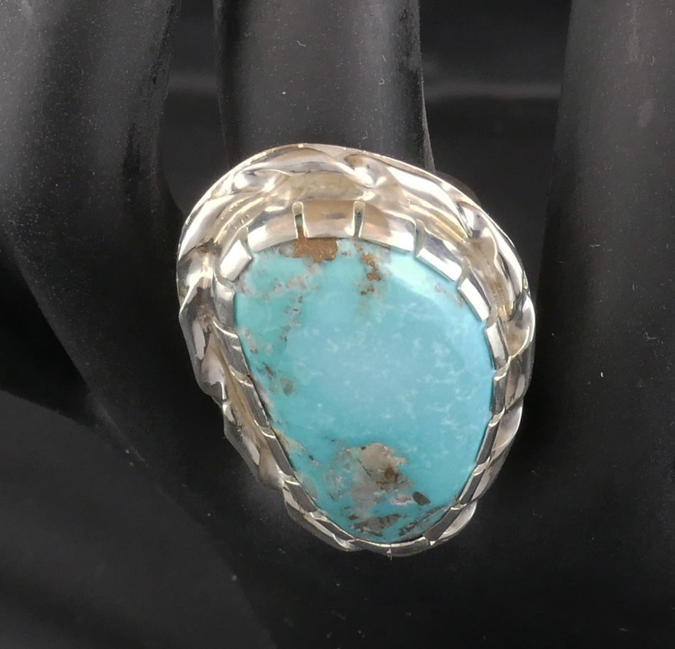 Lorenzo Tafoya Native American Jewelry Morenci Turquoise Ring