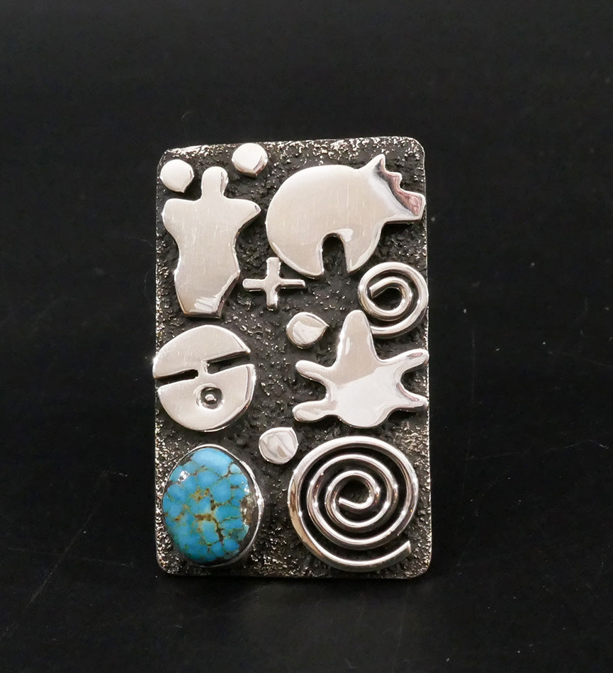 Navajo Zuni Alex Sanchez Native American Jewelry Turquoise Petroglyph Ring