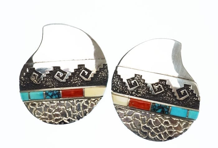 Alvin Lula Begay inlay-overlay earrings