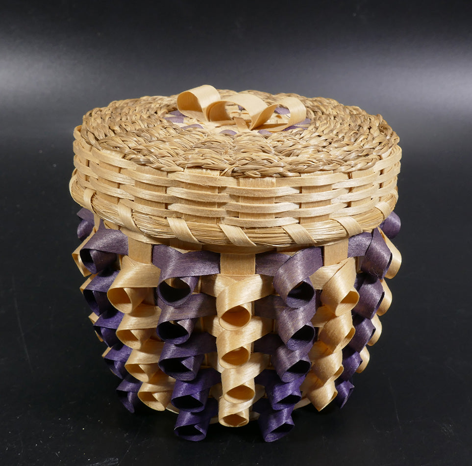 Passamaquoddy Basket Clara Keezer Purple Curls