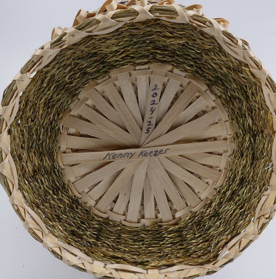 Passamaquoddy Kenny Keezer ash and braided sweetgrass basket