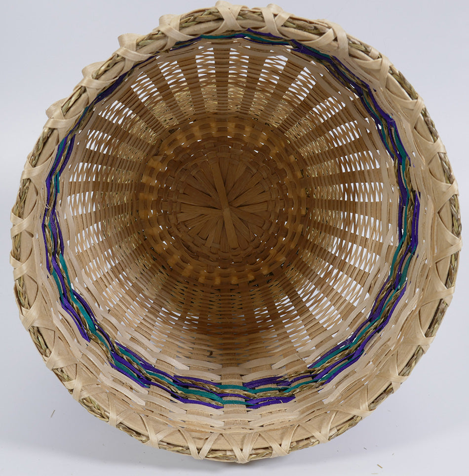 Passamaquoddy Kenny Keezer ash and braided sweetgrass basket