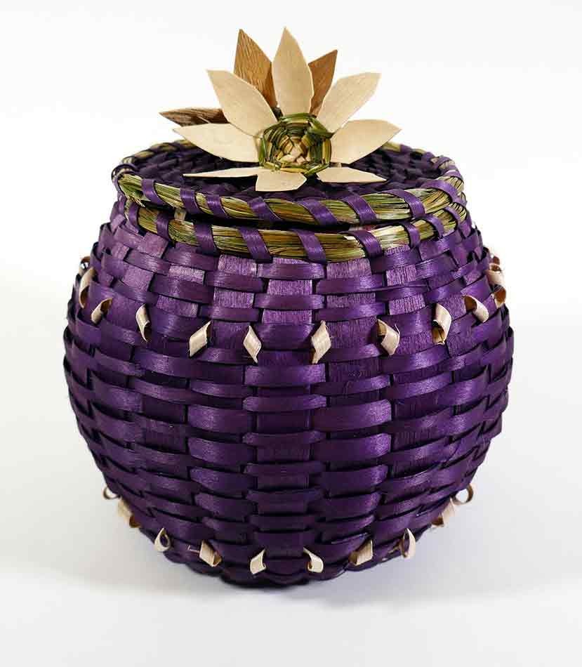 Wabanaki Pasamaquoddy Lydia Soctomah Purple Ash and Sweetgrass Basket