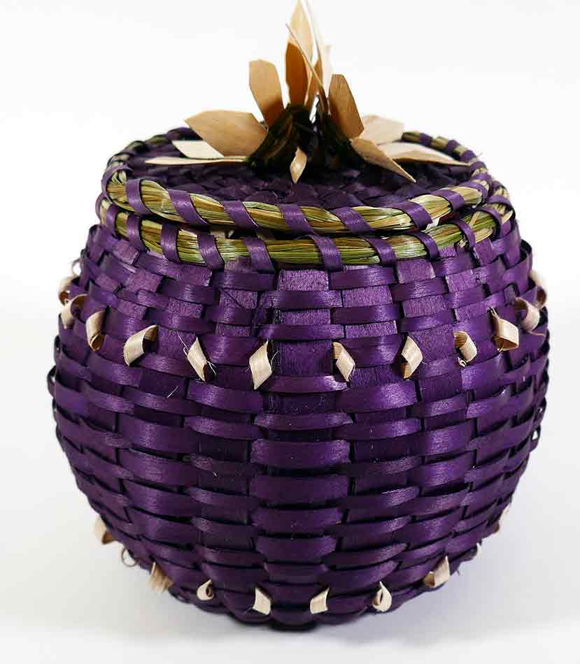 Wabanaki Pasamaquoddy Lydia Soctomah Purple Ash and Sweetgrass Basket