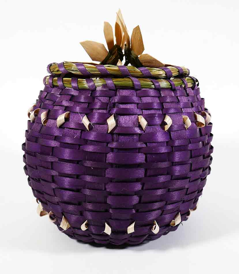 Wabanaki Pasamaquoddy Lydia Soctomah Purple Ash and Sweetgrass Basket