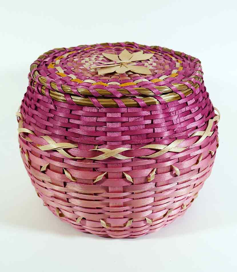 Wabanaki Pasamaquoddy Lydia Soctomah Black Ash Basket with Dragonfly